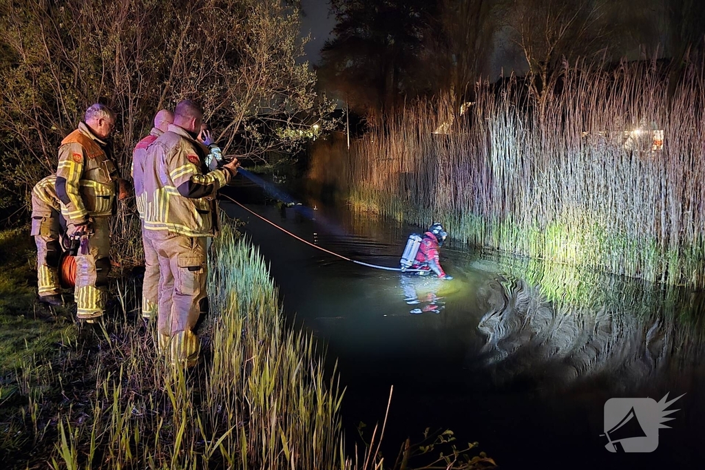 Duikers te water na aantreffen fiets langs waterkant