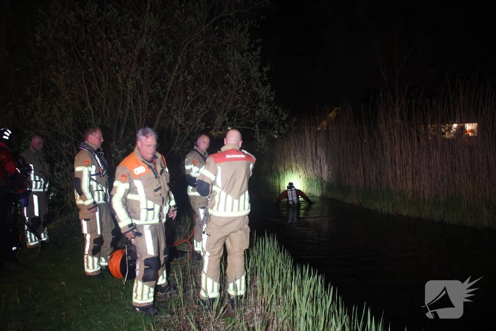 Duikers te water na aantreffen fiets langs waterkant