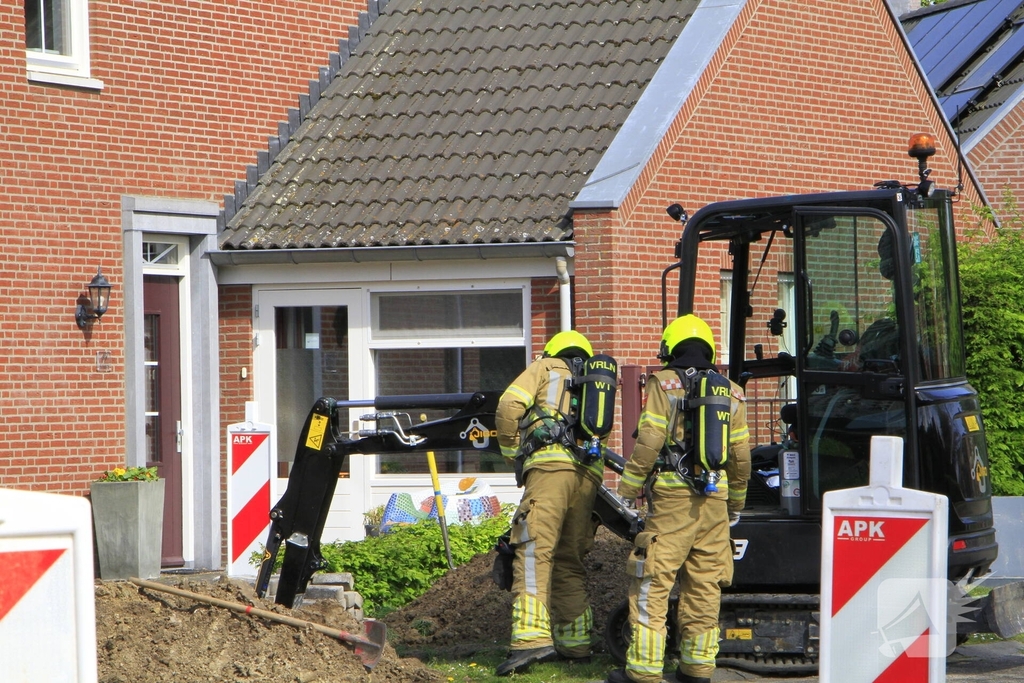 Gasleiding geraakt tijdens graafwerkzaamheden