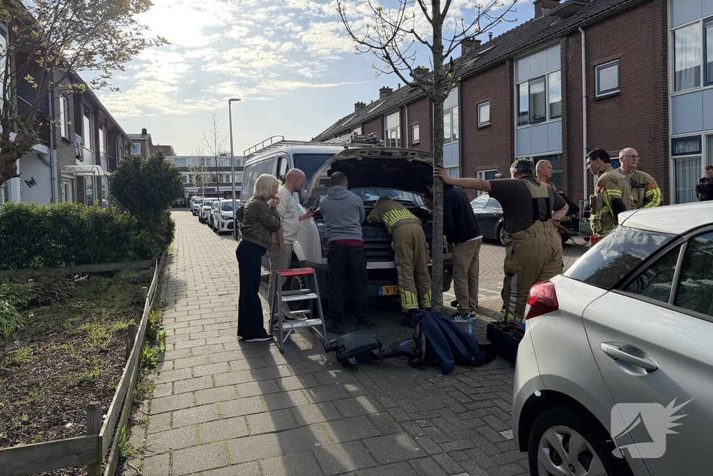 Kat in motorcompartiment, brandweer ingezet