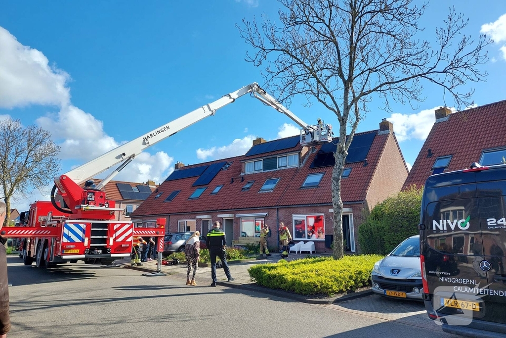 Brand in schoorsteen woning