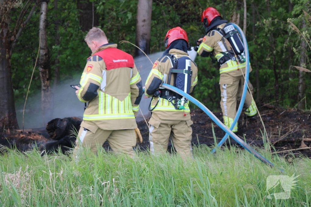 Brandende boomstammen moeilijk te bereiken