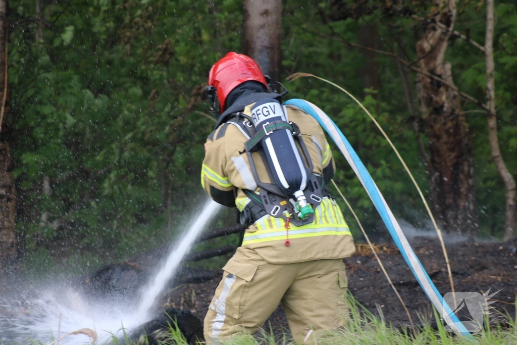 Brandende boomstammen moeilijk te bereiken