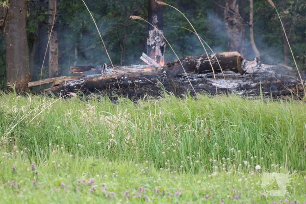 Brandende boomstammen moeilijk te bereiken