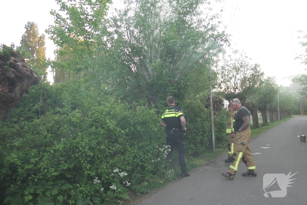 Brand in berm en boom bestreden door brandweer