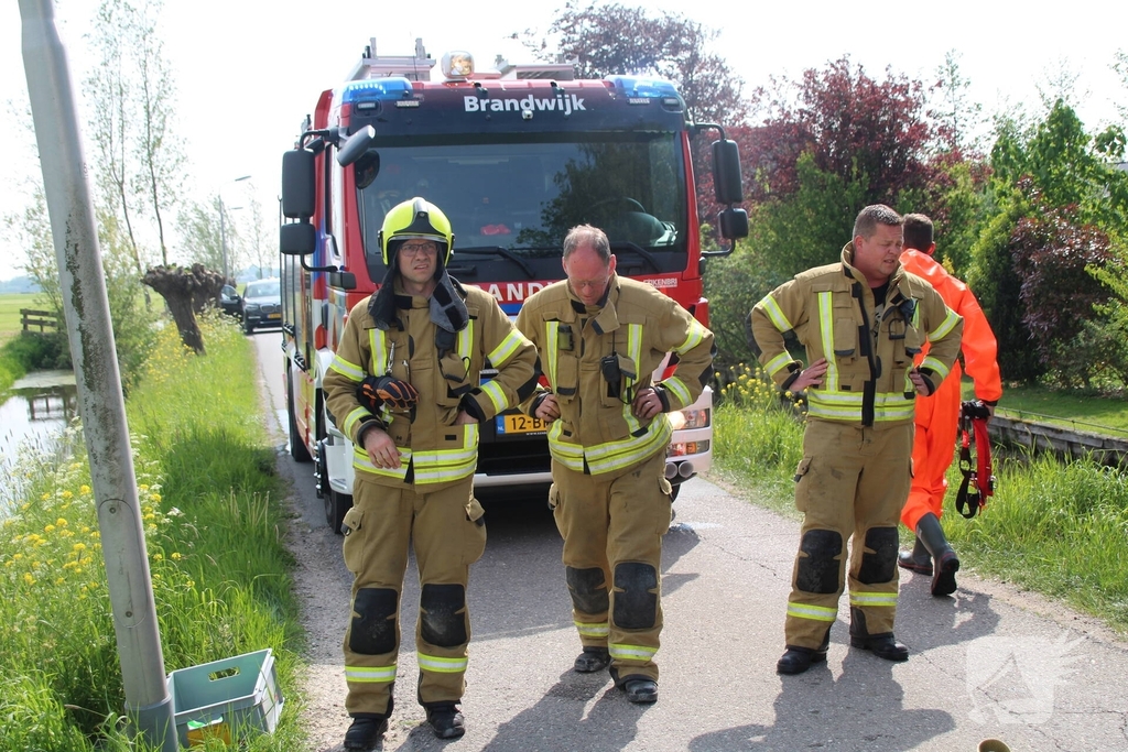 Auto raakt in sloot na schrikmoment