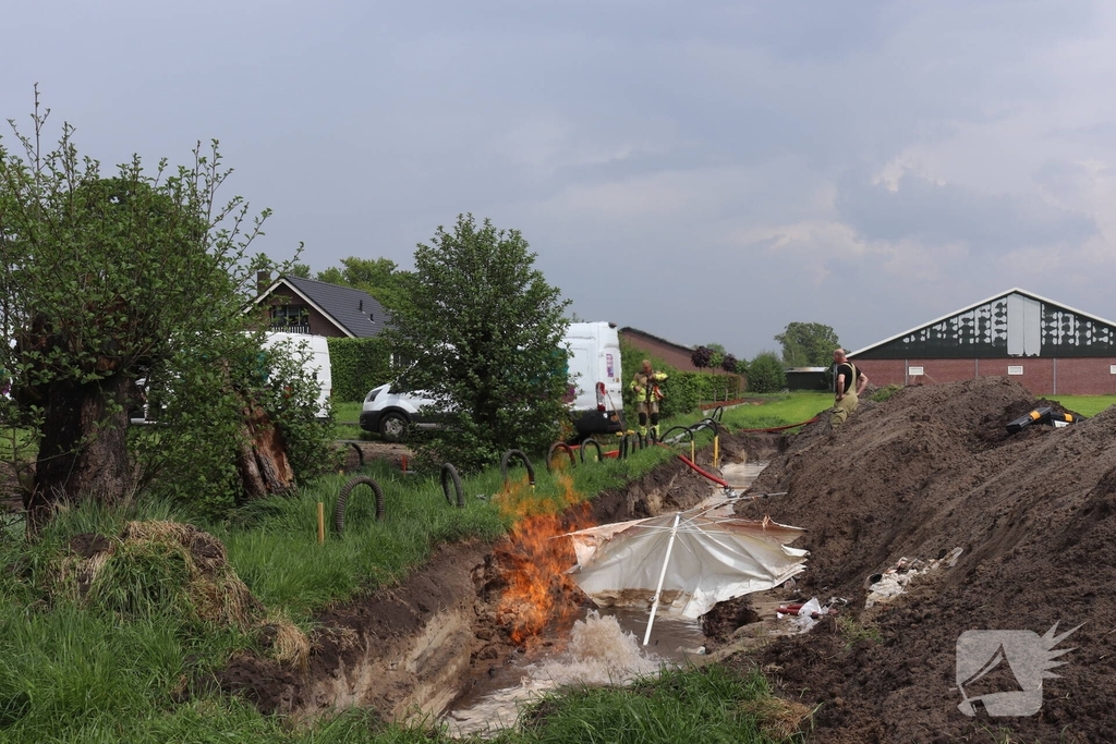 Gaslekkage veroorzaakt brand tijdens werkzaamheden