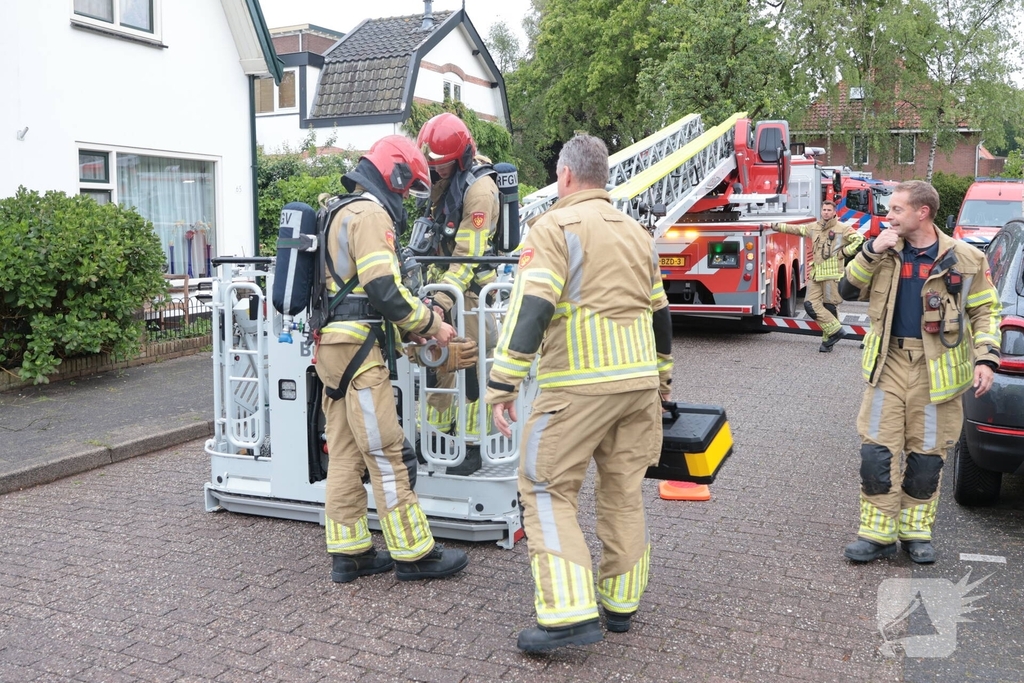 Brand in schoorsteen van woning