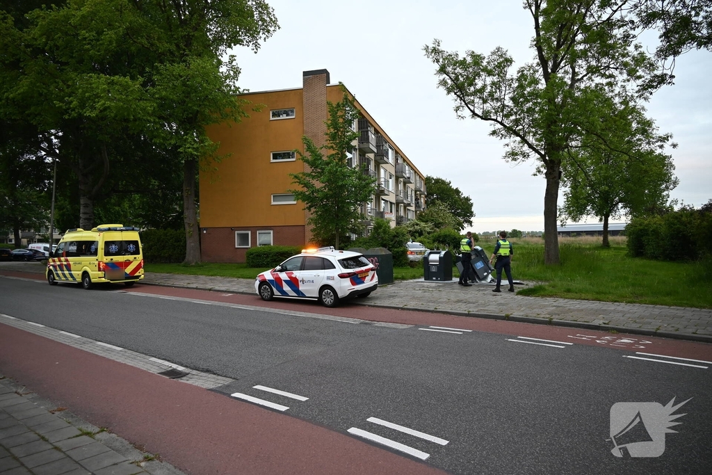 Auto ramt ondergrondse container en belandt in bosschages