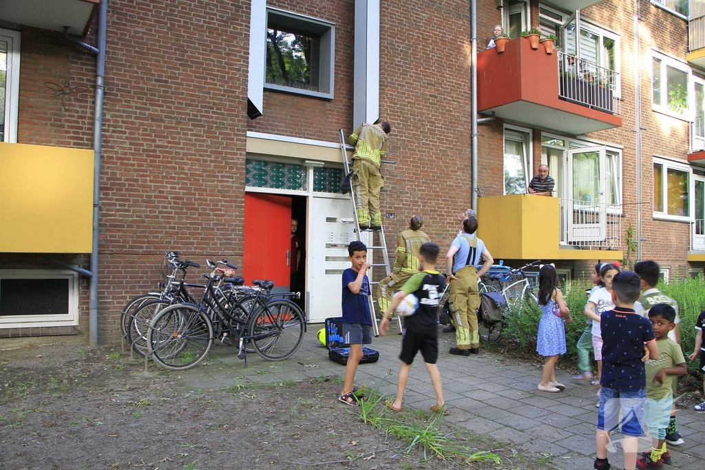 Kinderen helpen brandweer bij bevrijding van vastzittende kraai