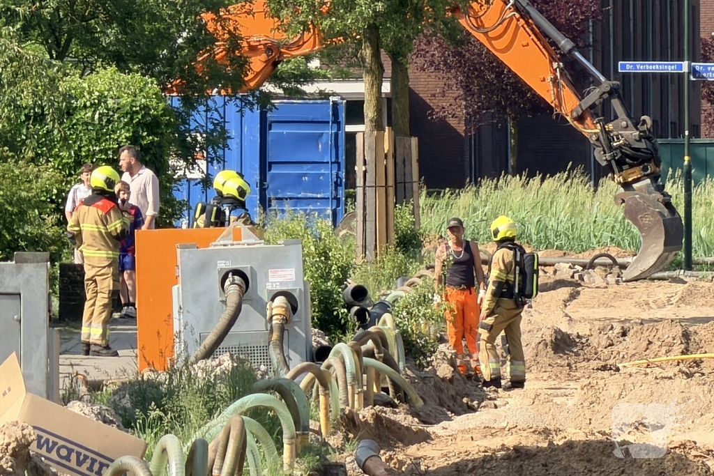 Gaslek tijdens graafwerkzaamheden veroorzaakt gevaarlijke situatie