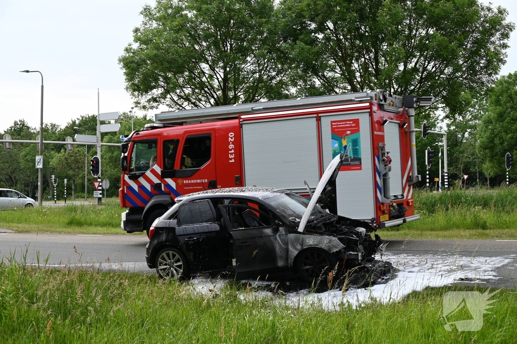 Motorcompartiment verwoest door brand