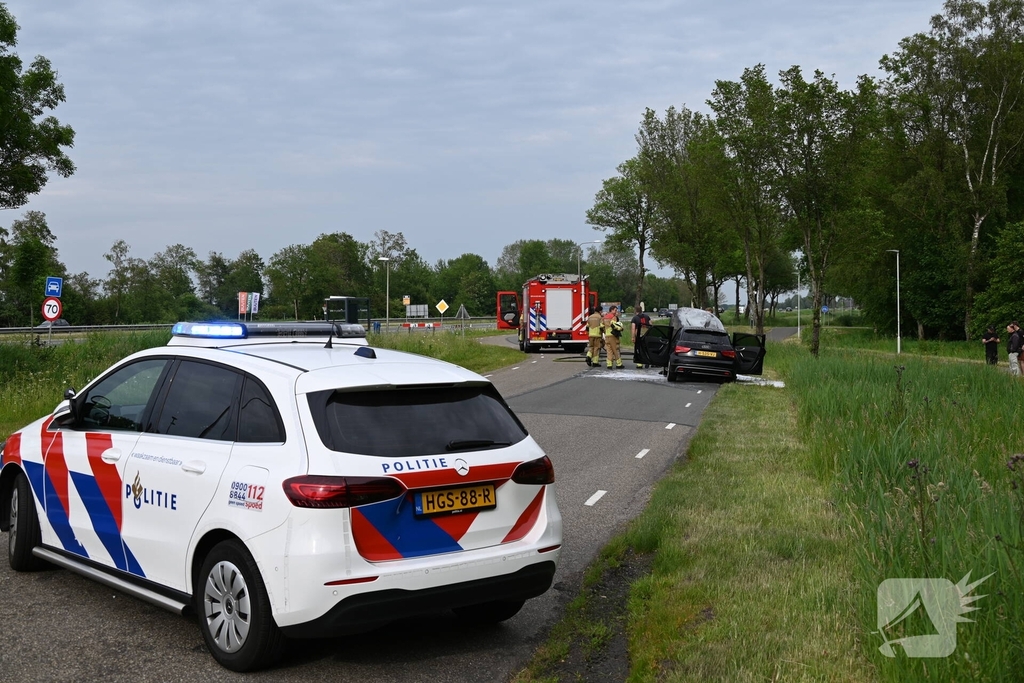 Motorcompartiment verwoest door brand