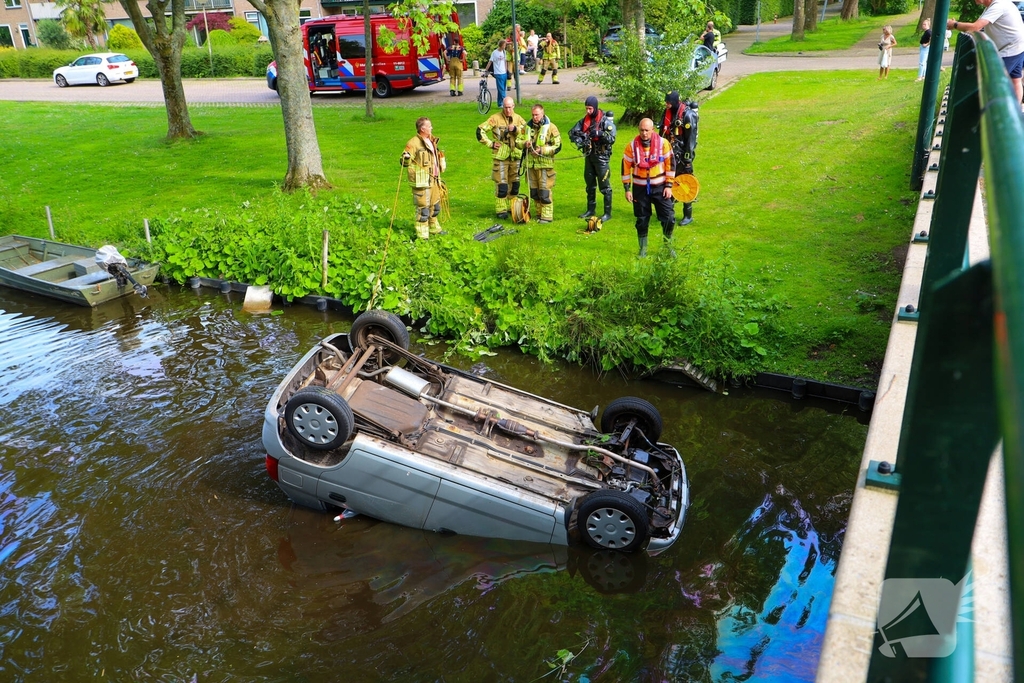 Auto te water in Oostzaan