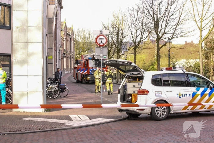 Verwarde vrouw met hond op het dak van GGZ-kantoor