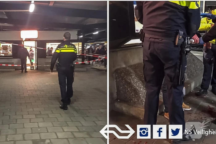 Man springt door Kiosk-ruit op NS-station