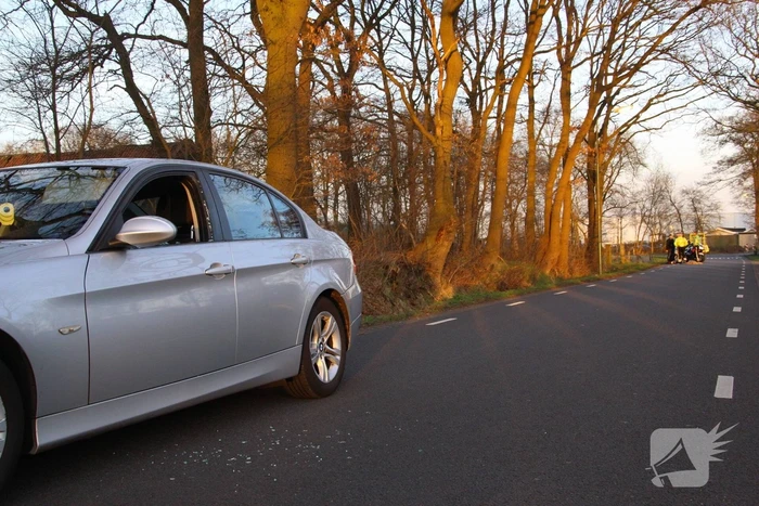 Auto beschadigd na aanrijding met ree