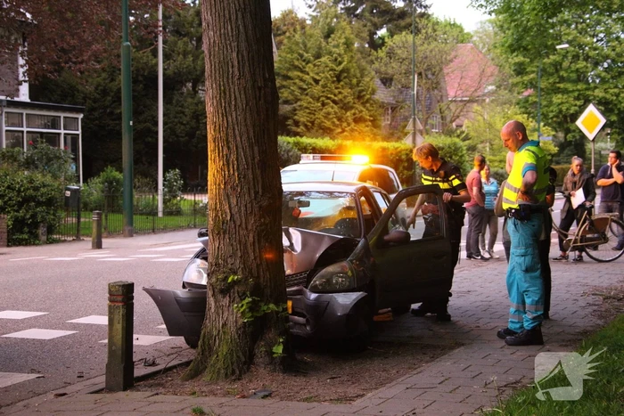Auto botst frontaal op boom