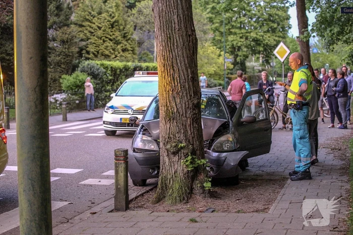 Auto botst frontaal op boom