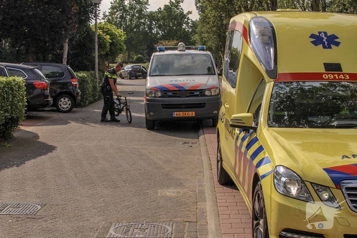 Kindje slaat over de kop tijdens het fietsen