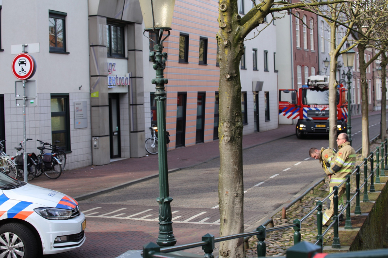 Verwarde vrouw met hond op het dak van GGZ-kantoor