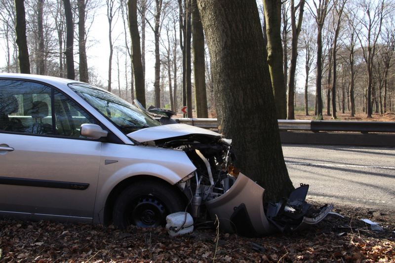 Auto tegen boom, bestuurder gewond