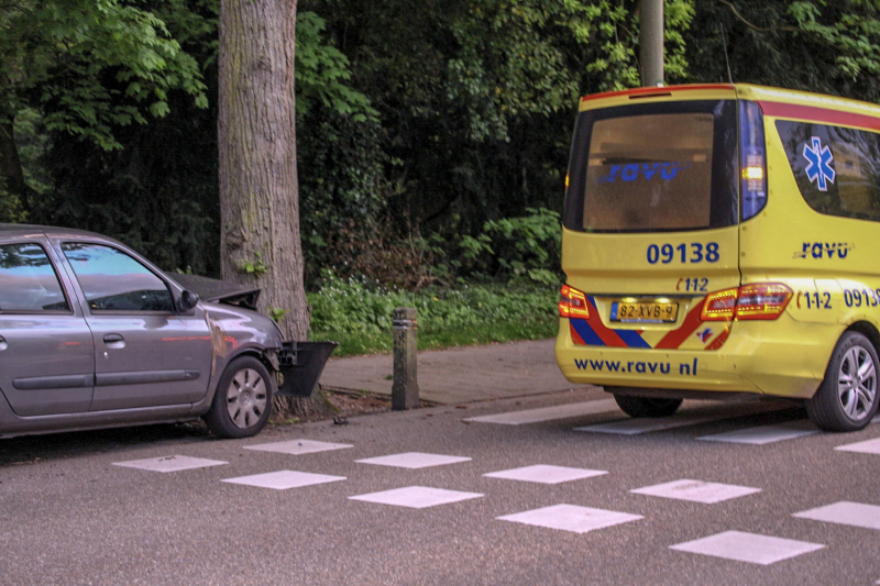 Auto botst frontaal op boom