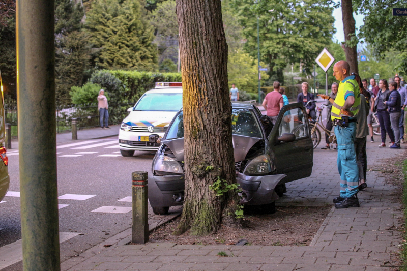 Auto botst frontaal op boom