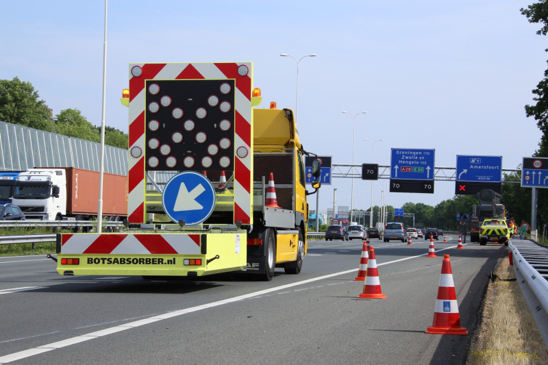 Afrit afgesloten door defecte vrachtwagen