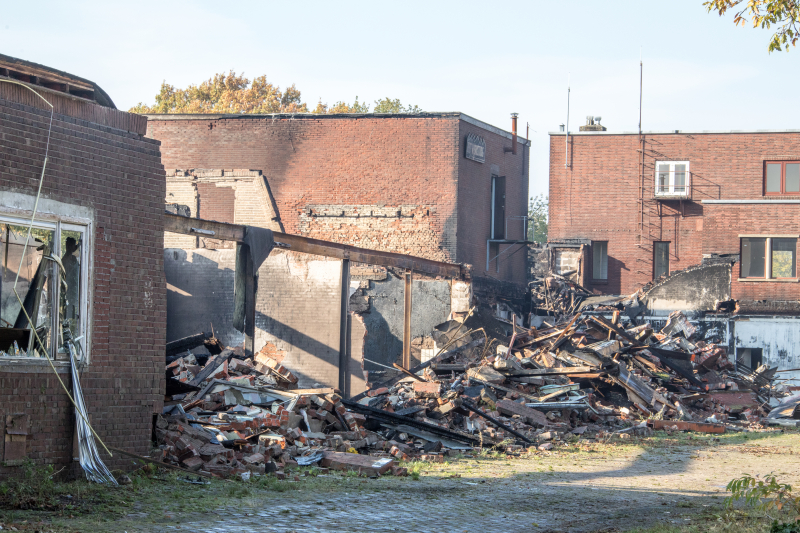 Zeer grote brand voormalige Noack-fabriek, the day after
