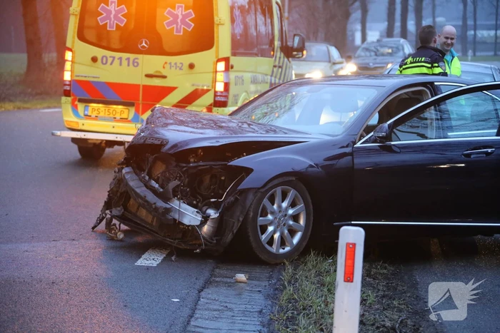 Auto botst frontaal op boom