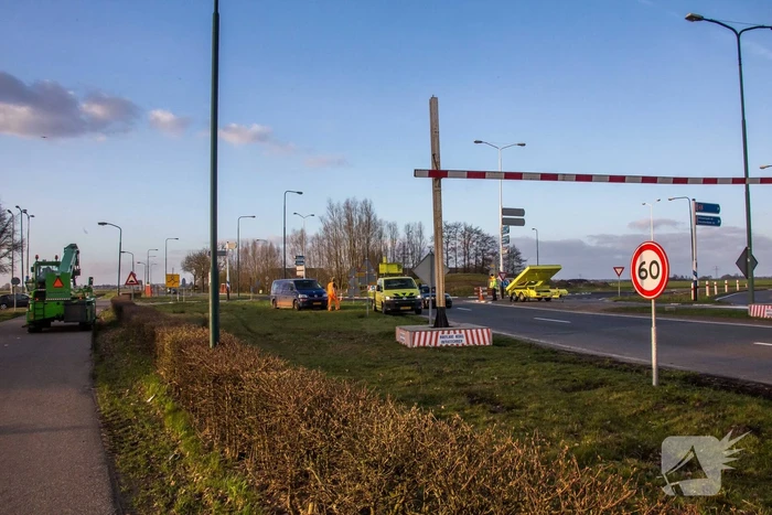 Herstelwerkzaamheden na aanrijding met hoogtebalk