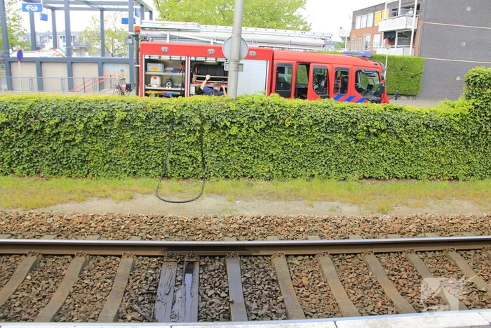 Biels spoorlijn bij station vat vlam