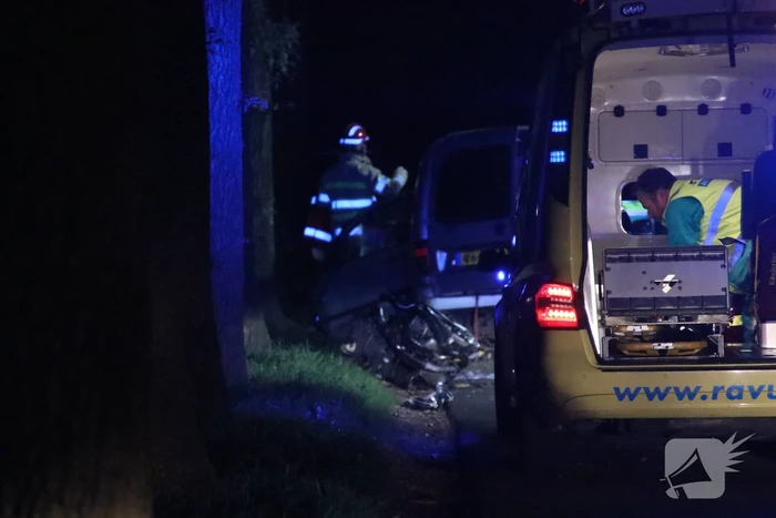 Bestuurder bestelwagen overleden na botsing tegen boom
