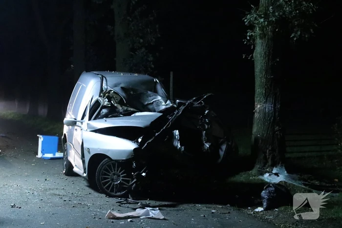 Bestuurder bestelwagen overleden na botsing tegen boom