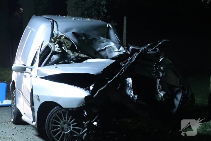 Bestuurder bestelwagen overleden na botsing tegen boom