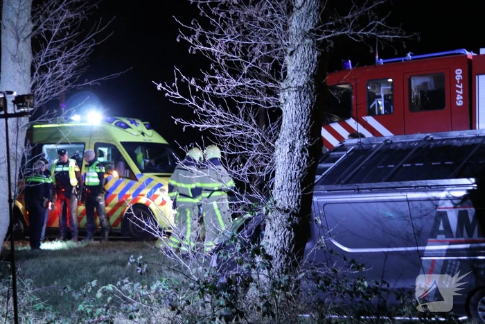 Bestuurder van bestelbus ramt politieauto en raakt van de weg