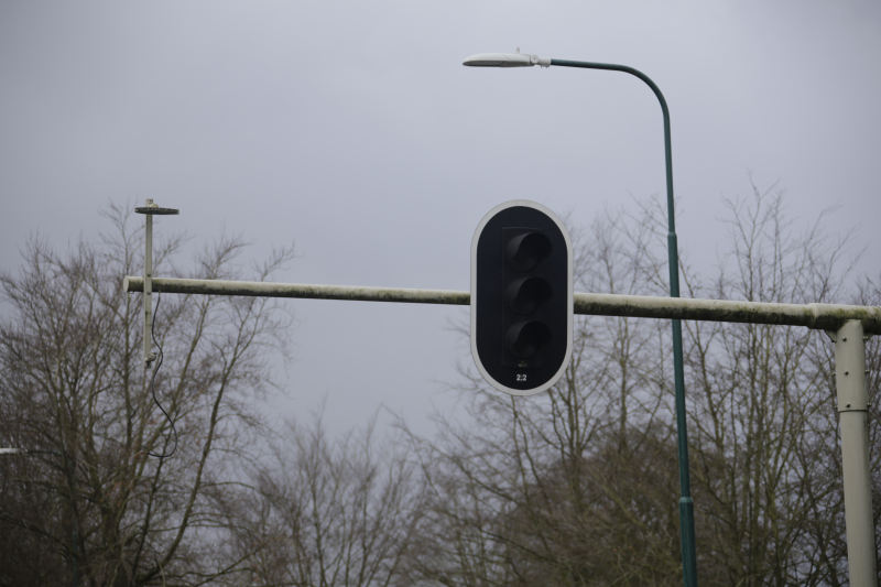 Weg en fietspad verspert door omgewaaide boom