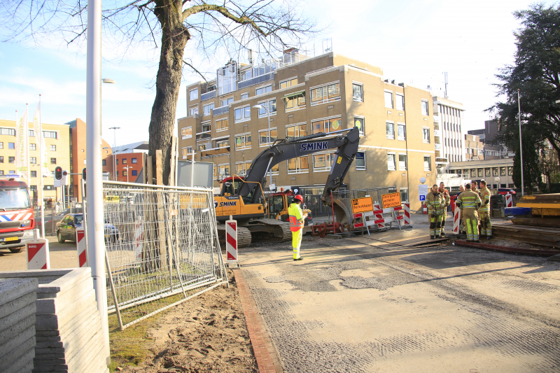 Gasleiding geraakt bij graafwerkzaamheden
