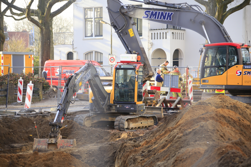 Gasleiding geraakt bij graafwerkzaamheden