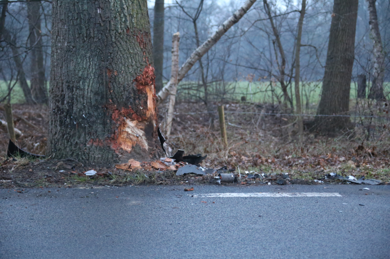 Auto botst frontaal op boom