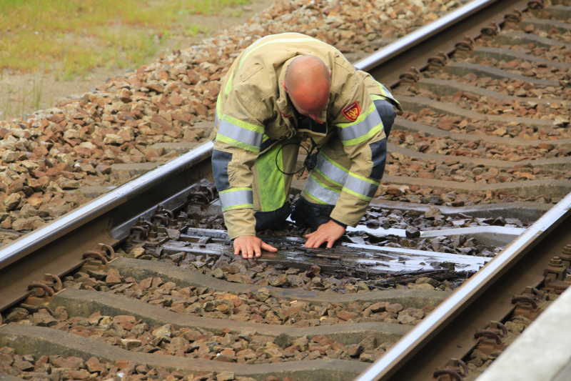 Biels spoorlijn bij station vat vlam