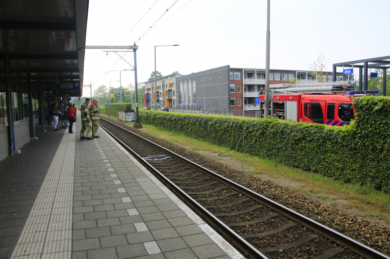 Biels spoorlijn bij station vat vlam