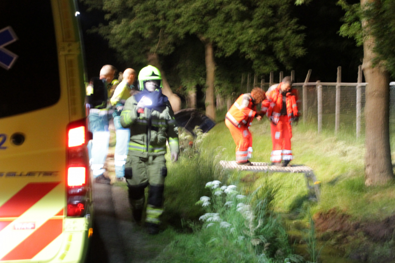 Auto belandt in sloot, automobilist spoorloos