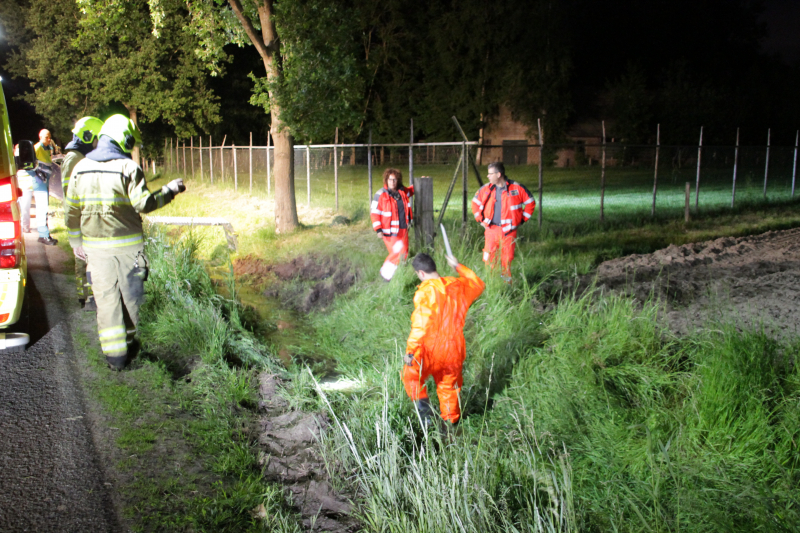 Auto belandt in sloot, automobilist spoorloos