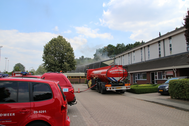 Brand in dak van sporthal