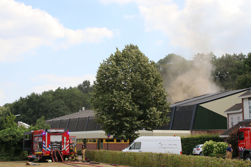 Brand in dak van sporthal