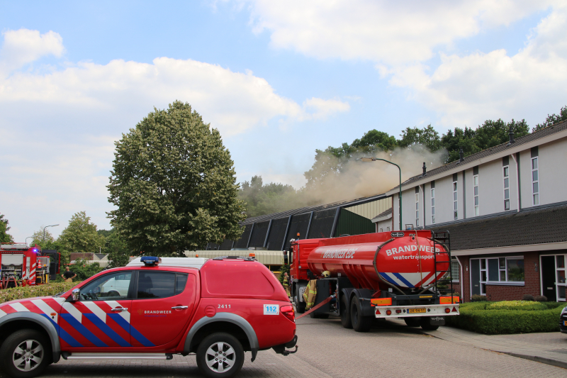 Brand in dak van sporthal