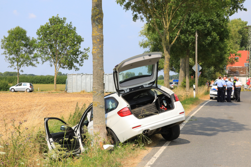 Veel schade na botsing tegen boom