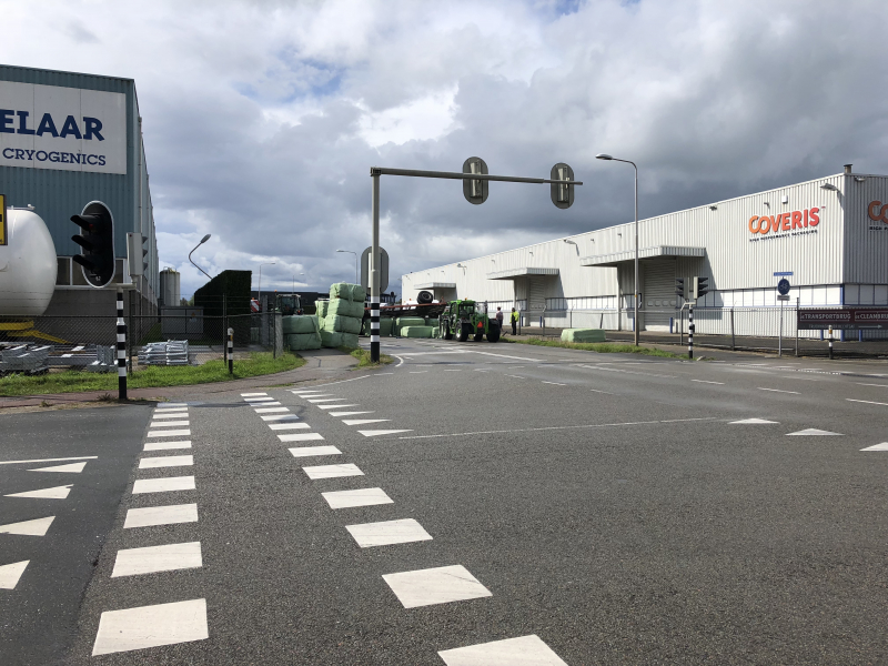 Trekker geschaard over de weg